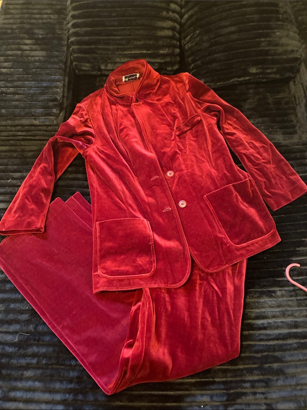 Red Velvet Women's Jacket & Pants Set - Luxe Cozy Outerwear